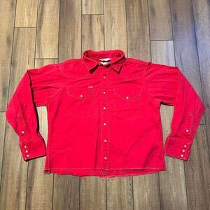 Vintage‎ Carhartt red cropped western pearl snap button up long sleeve shirt M